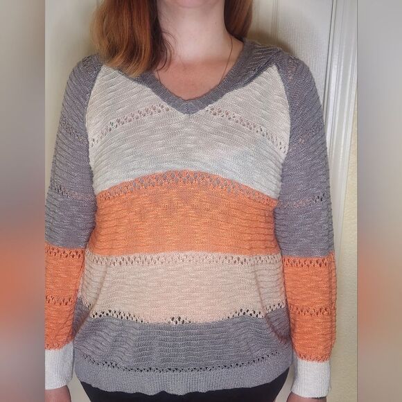 SHEIN CURVE+ Women's Plus Size 3XL Hooded Color Blocking Sweater Pullover - Picture 1 of 10